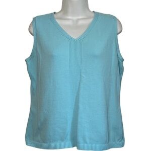 Eddie Bauer light blue Sleeveless Top sweater vest pull over knit